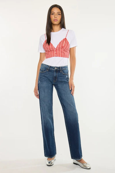 Mid-Rise Wide Leg Jeans