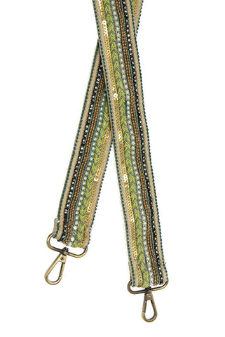 1.5" Green Beaded Guitar Strap