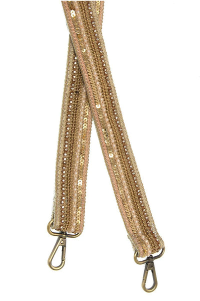 1.25" Neutral Bead & Sequin Guitar Purse Strap