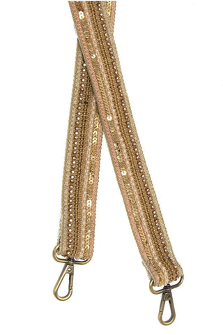 1.25" Neutral Bead & Sequin Guitar Purse Strap
