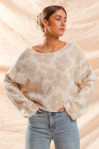 Loose Fit Floral Sweater