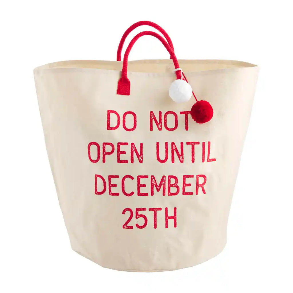 Mudpie "Do Not Open Till December 25th" Tote