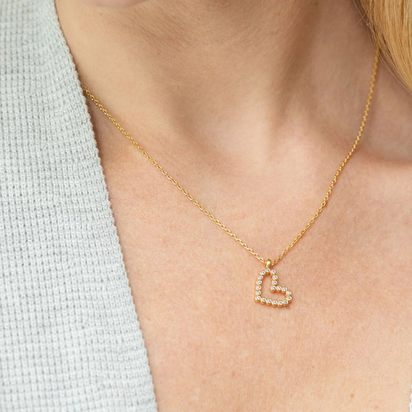 Delicate CZ Sideways Heart Pendant