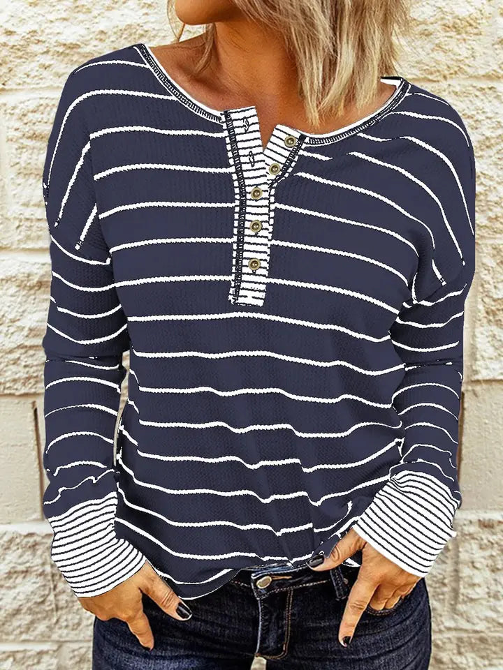 Striped Colorblocked Waffle Knit Shirt