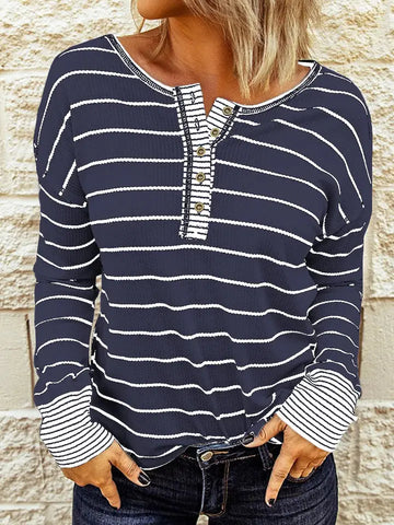 Striped Colorblocked Waffle Knit Shirt
