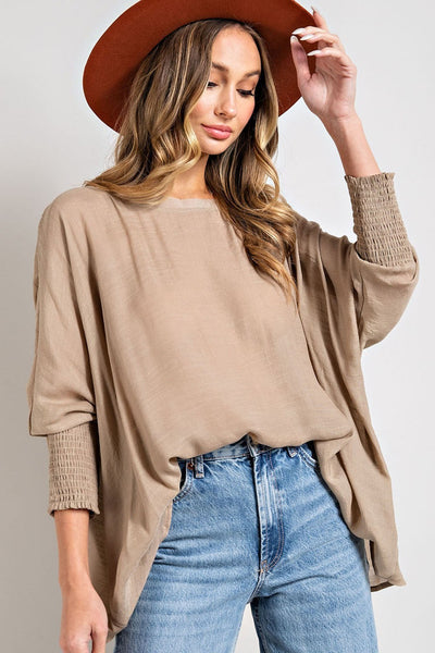 Smocked Cuff Dolman Top