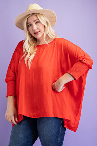 Smocked Cuff Dolman Top