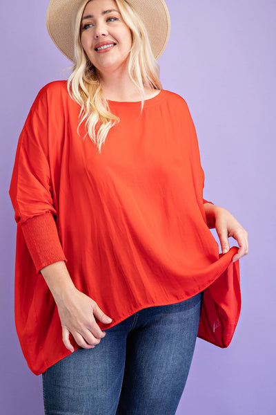 Smocked Cuff Dolman Top