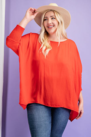 Smocked Cuff Dolman Top