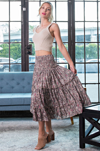 Paisley Print Tiered Maxi Skirt/Dress