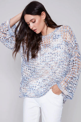 Fishnet Crochet Sweater w/Bell Sleeves