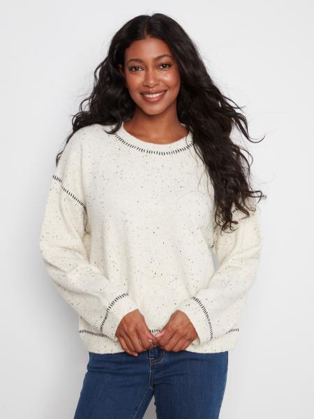 Drop Shoulder Whipstitch Sweater