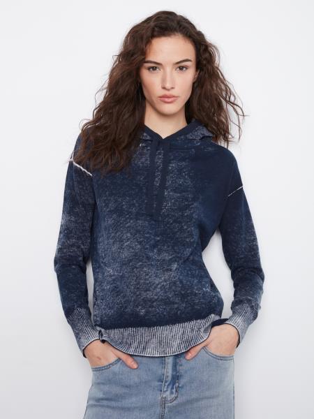 Distressed Navy Hoody Sweater