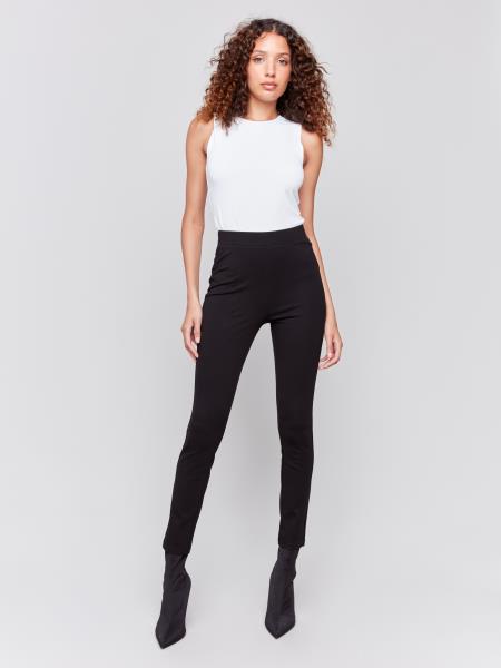 Black Pull On Pant w/Slit