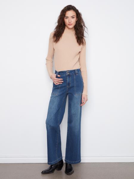 Wide Leg Jeans w/Patch Pocket