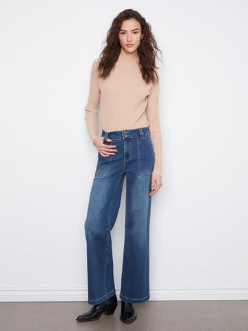Wide Leg Jeans w/Patch Pocket