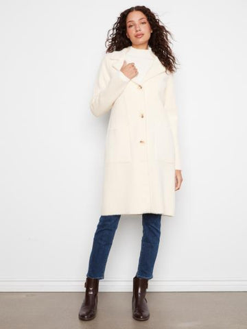 Ecru Knit Coatigan w/Patch Pockets