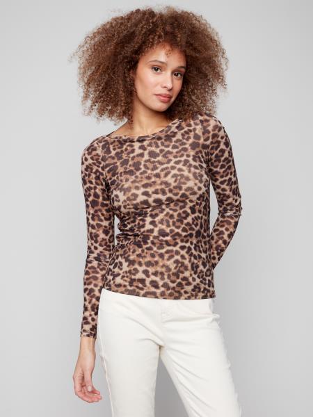 Leopard Print Mesh Top
