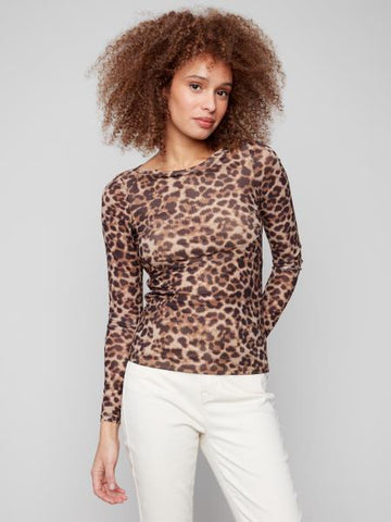Leopard Print Mesh Top