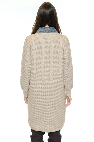 Cable Knit Button Up Cardigan w/Front Pockets