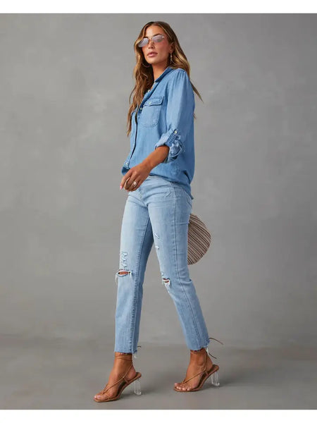 Adj. Sleeve Tencel Button Down Shirt