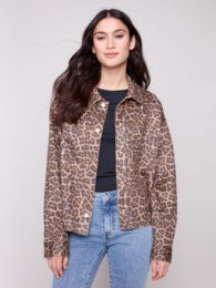 Leopard Print Short Scuba Jacket