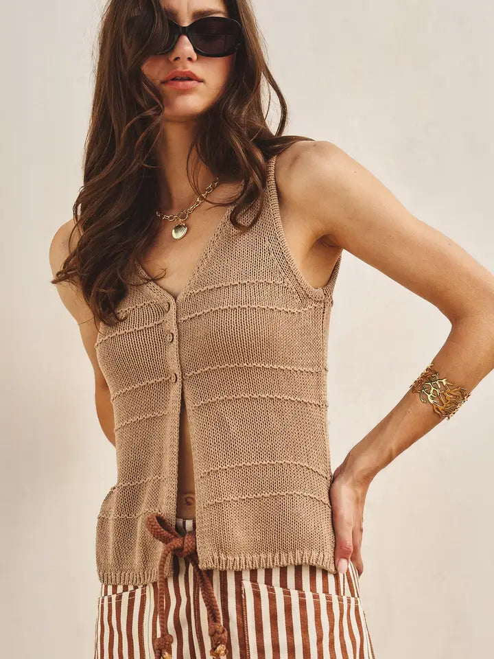 Khaki Knit Vest Top