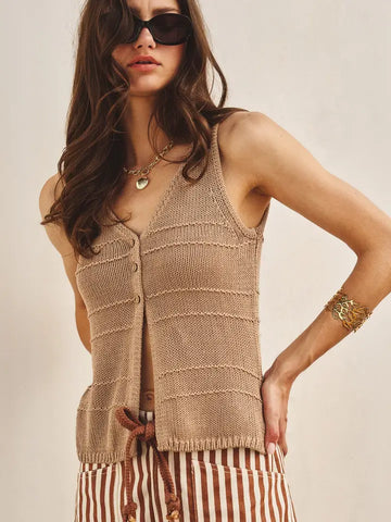 Khaki Knit Vest Top