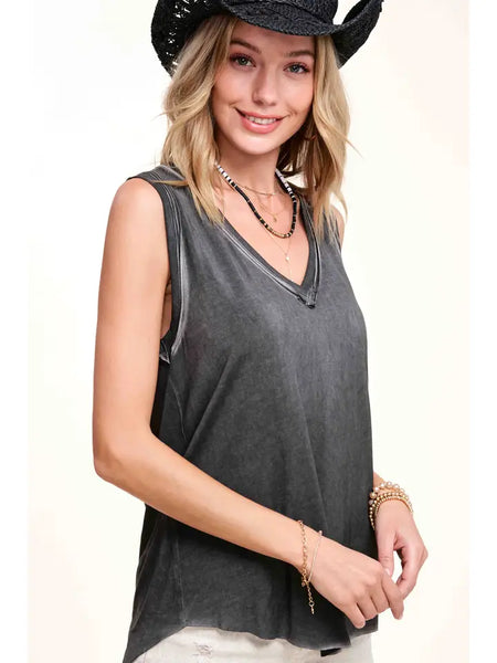 Raw Edge V-Neck Tank Top