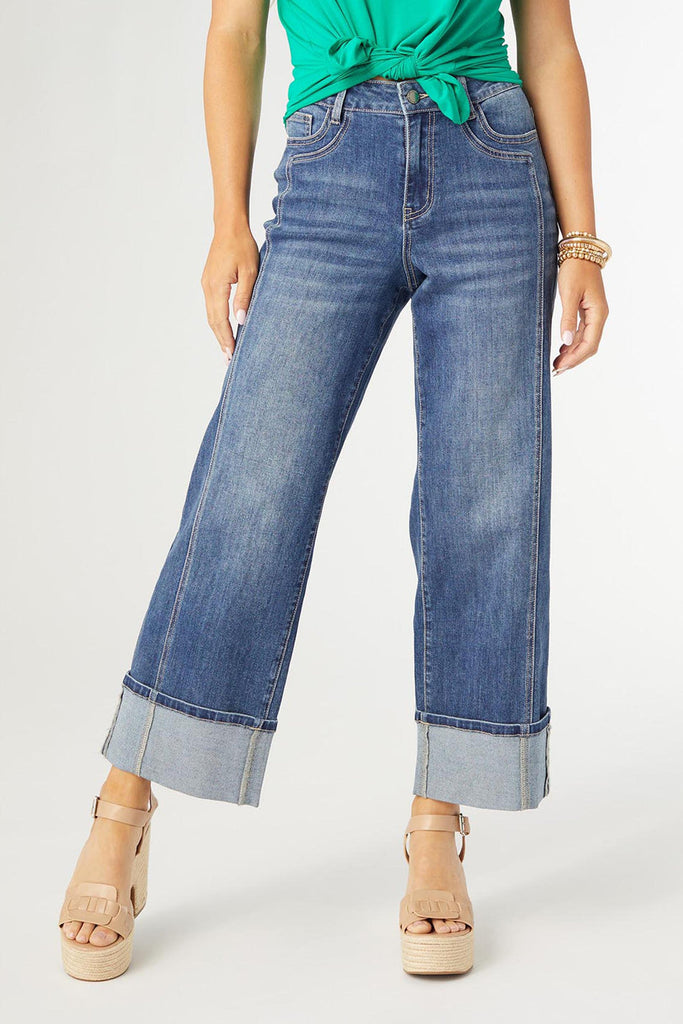 Wide Ankle Front Seam Jeans