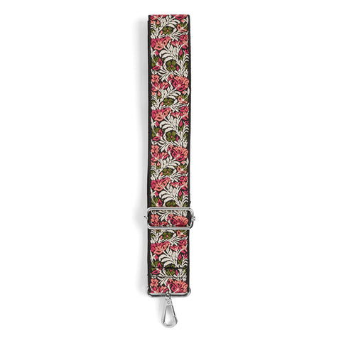 Black & Pink Floral purse Strap