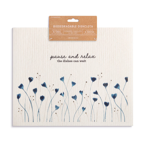 Blue Wildflowers Biodegradable Dishcloth