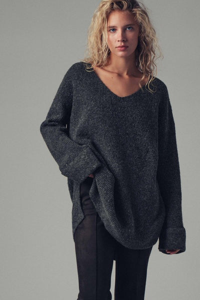 Charcoal Boho Knit Sweater
