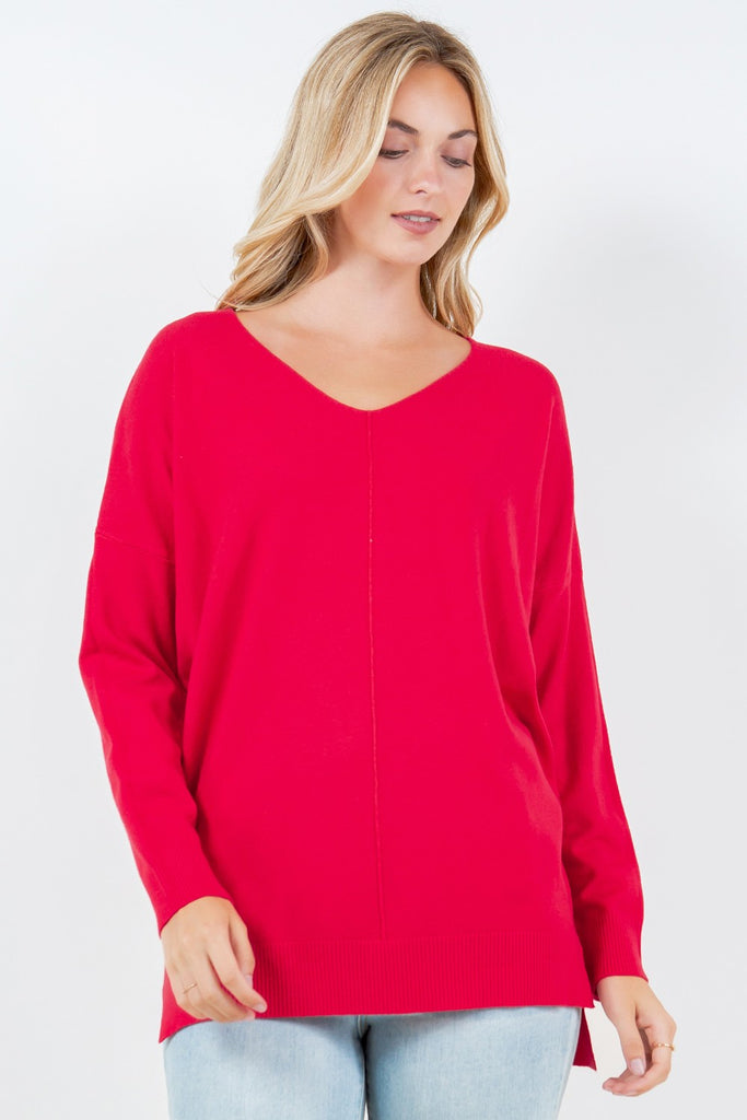 Super Soft V-Neck Tunic Sweater