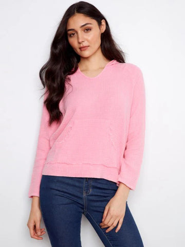 Bubble Gauze Cotton Hoody w/Pockets