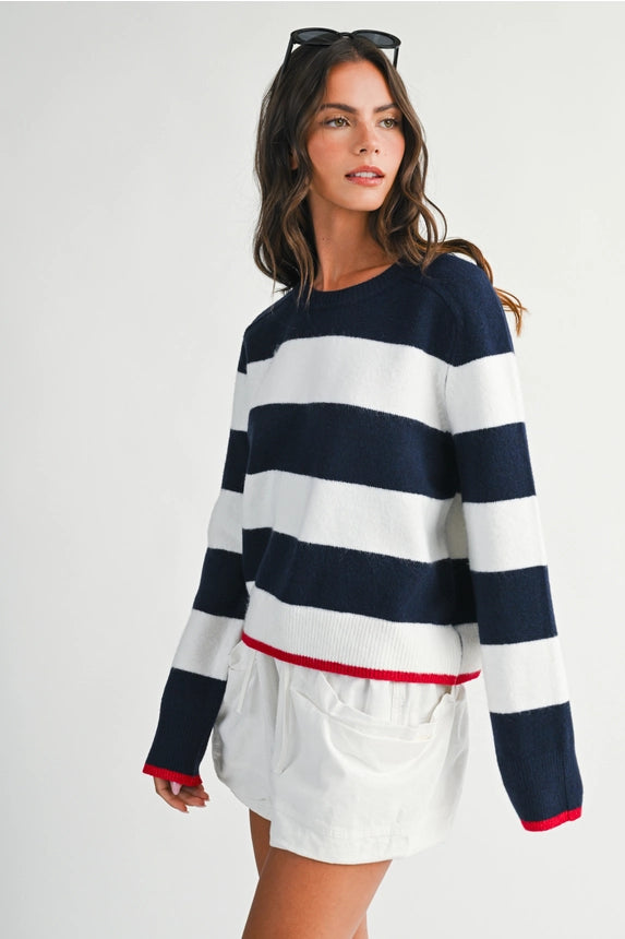 Coastal Striped Crewneck Sweater