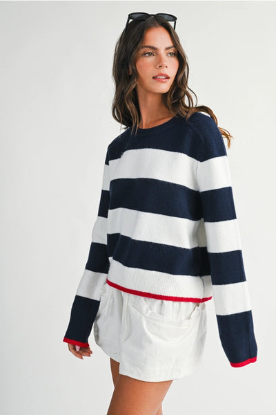 Coastal Striped Crewneck Sweater