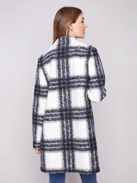 Black Plaid Boucle Coat