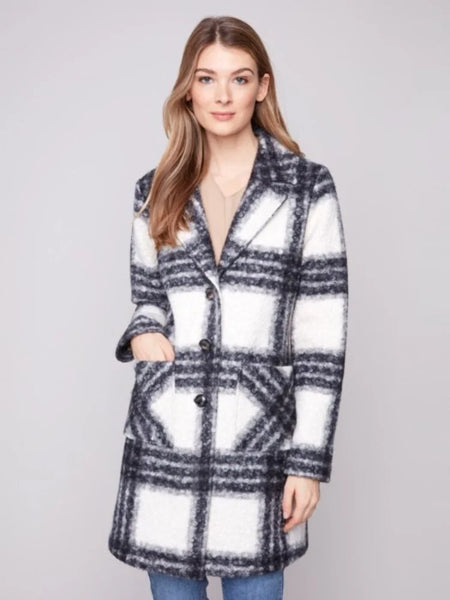 Black Plaid Boucle Coat