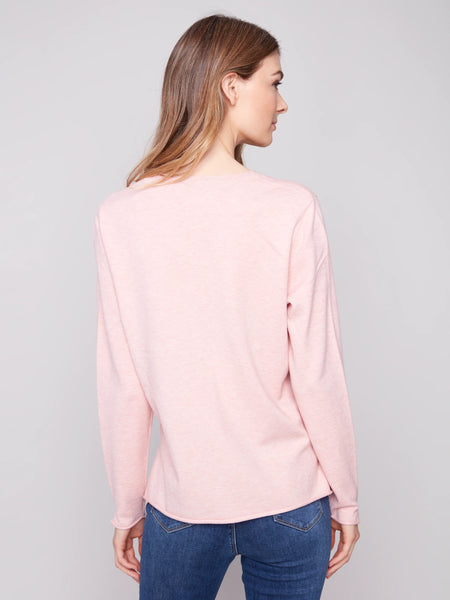 Basic V-Neck Sweater-Ballet Pink