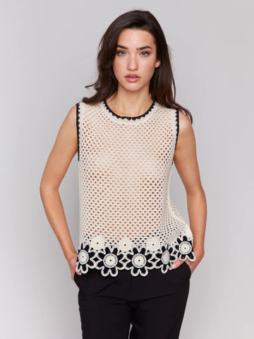 Border Flower Crochet Sleeveless Top