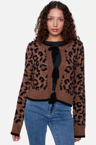 Tie Front Animal Print Cardigan