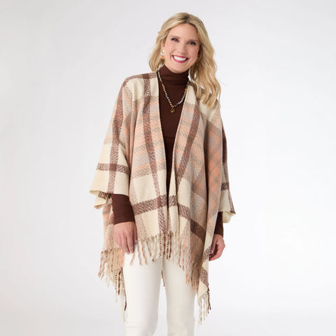 Lightweight Plaid Poncho