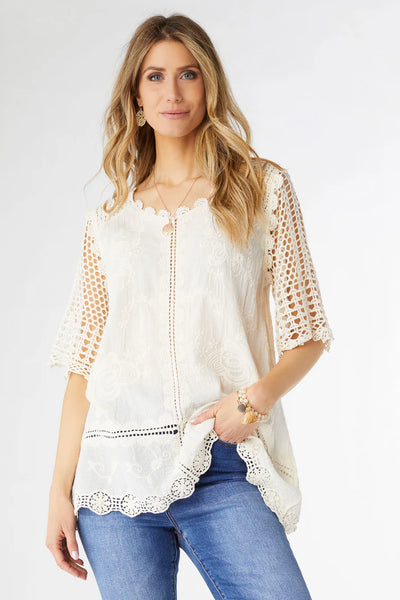 Cream Crochet Tunic