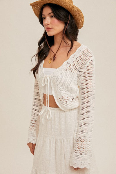 Tie Front Crochet Bolero
