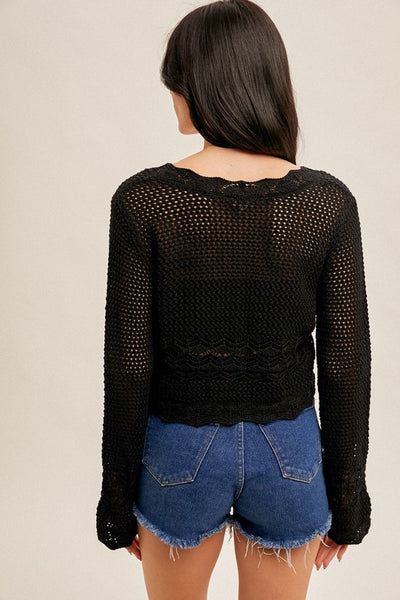Tie Front Crochet Bolero
