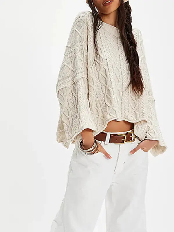 Cable Knit Sweater w/Bell Sleeves