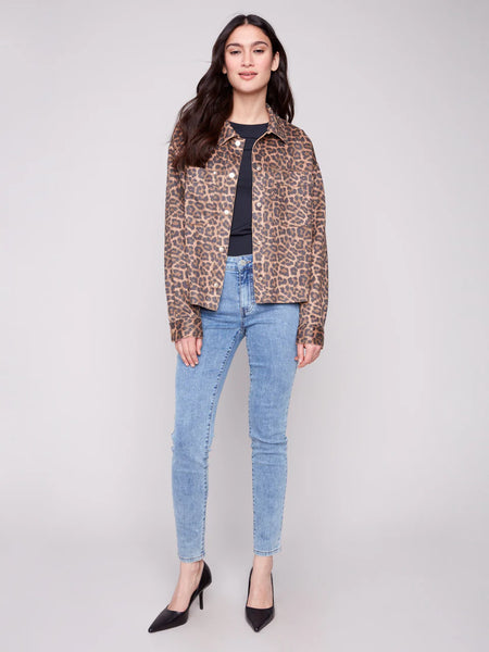 Leopard Print Short Scuba Jacket