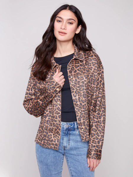 Leopard Print Short Scuba Jacket