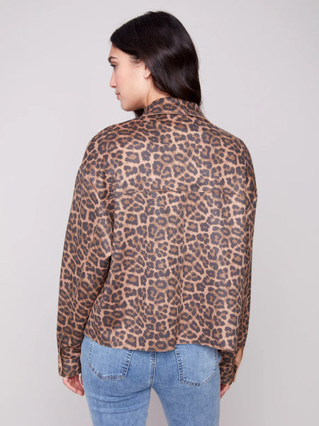 Leopard Print Short Scuba Jacket